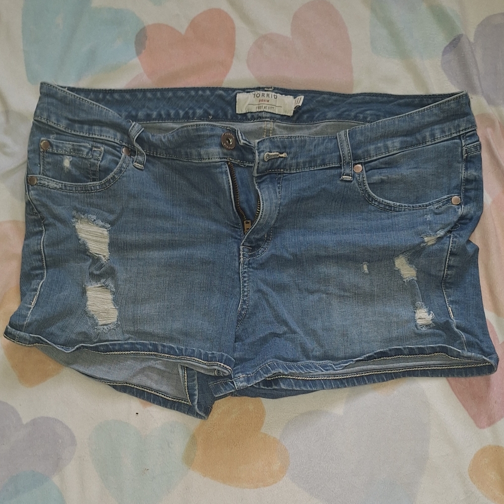 Torrid Distressed Blue Jean Shorts